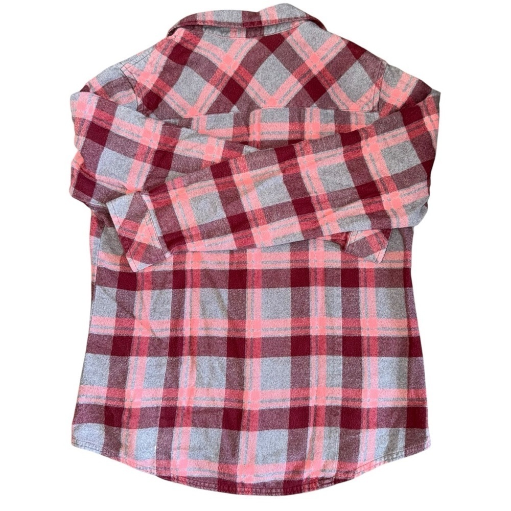 Columbia Pink Gray Plaid Flannel Shirt Womens Small Cotton Western Ranch - Picture 3 of 7